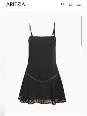 Aritzia Wilfred Nettare Lace-Trim Black Mini Dress